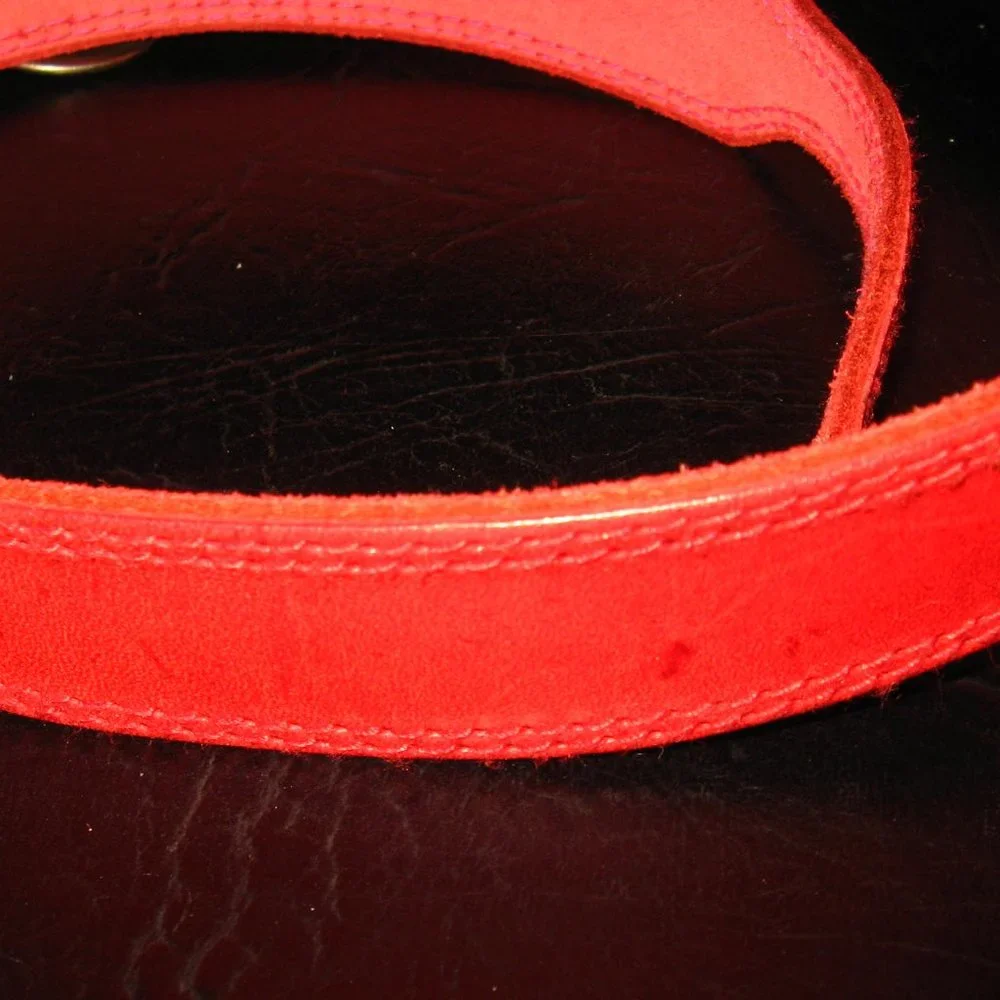 Liz Claiborne Red Suede Belt with Antique Brass Buckle